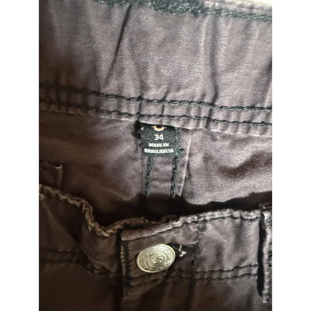 True Religion Mens Gray Cargo Shorts Cotton Canvas Pockets Size 34